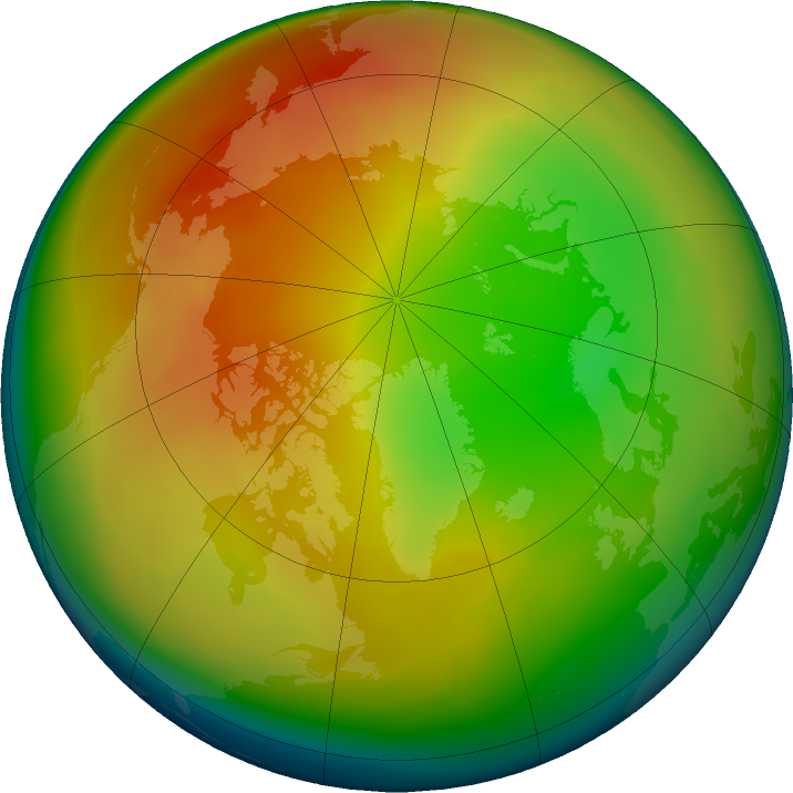 Arctic ozone map for January 2024